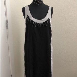 Silk slip dress with beading